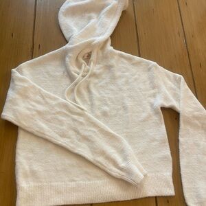 Women’s Soft White Hoodie Sweater Fluffy Size S-M
